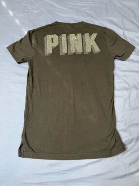 Pink Victoria's Secret Black Short Sleeve Bedazzled Rhinestones Shirt Women's XS